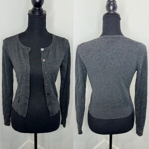 Express Dark Gray Long Sleeve Button Up Cardigan (XS)